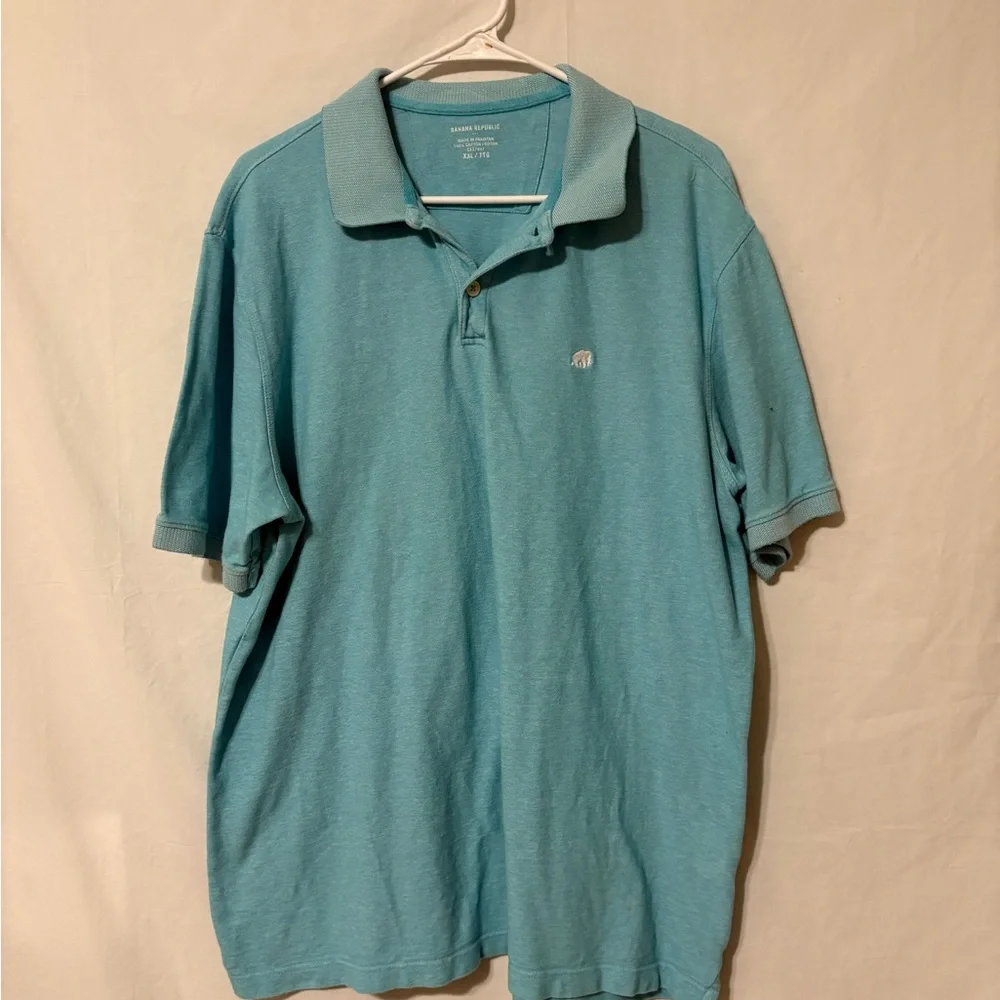 Banana‎ Republic Men’s Polo Shirt XXL Teal Blue Cotton Short Sleeve